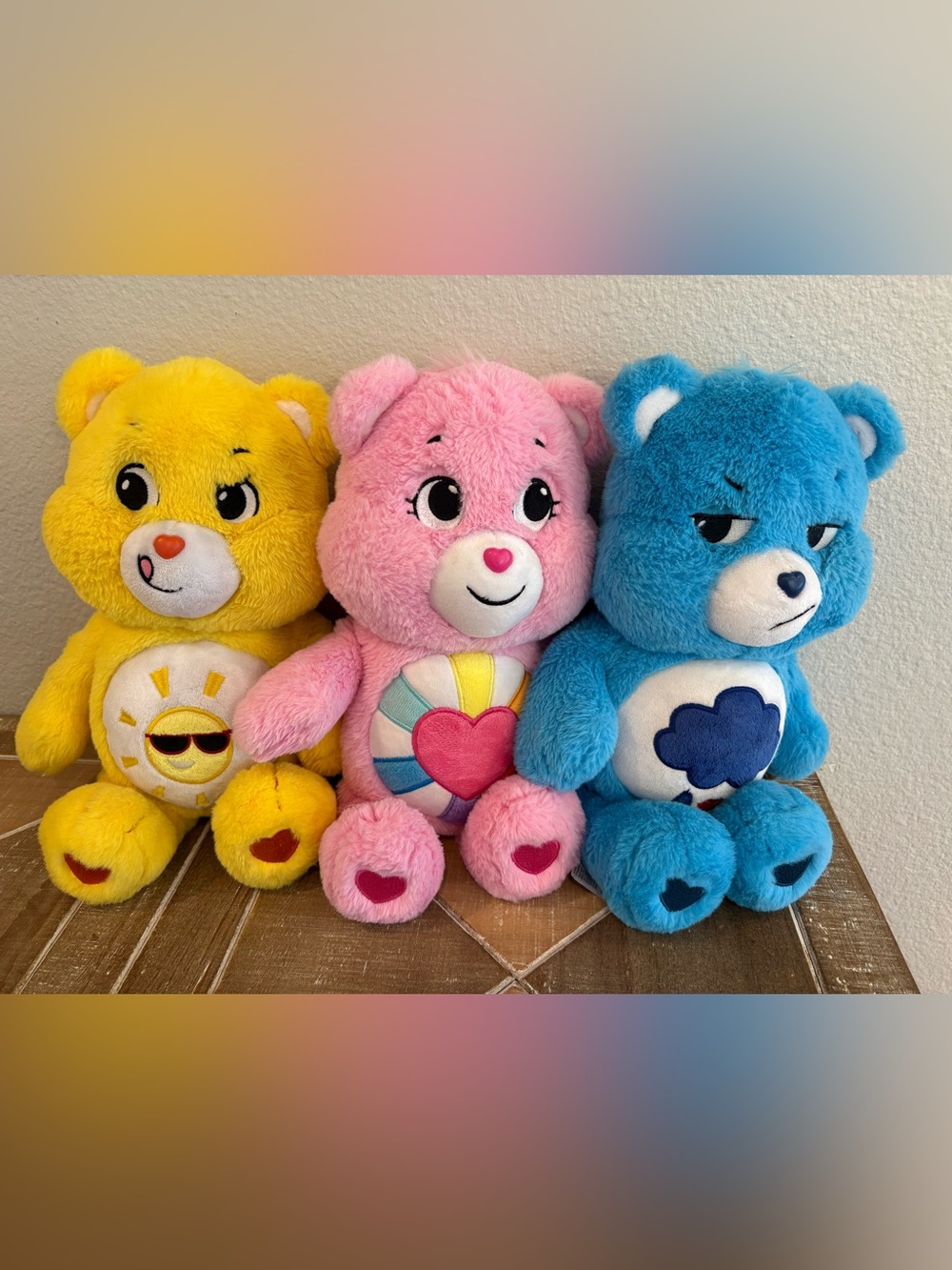 Care Bears Unlock The Magic Basic Fun 2021 Plush Pink Blue Yellow Lot Of 3